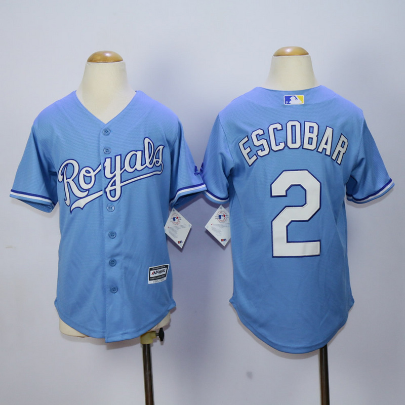 Youth Kansas City Royals #2 Eacobar Light Blue MLB Jerseys->youth mlb jersey->Youth Jersey